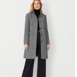 Ann Taylor black & white houndstooth trench coat #trenchcoat #outerwear